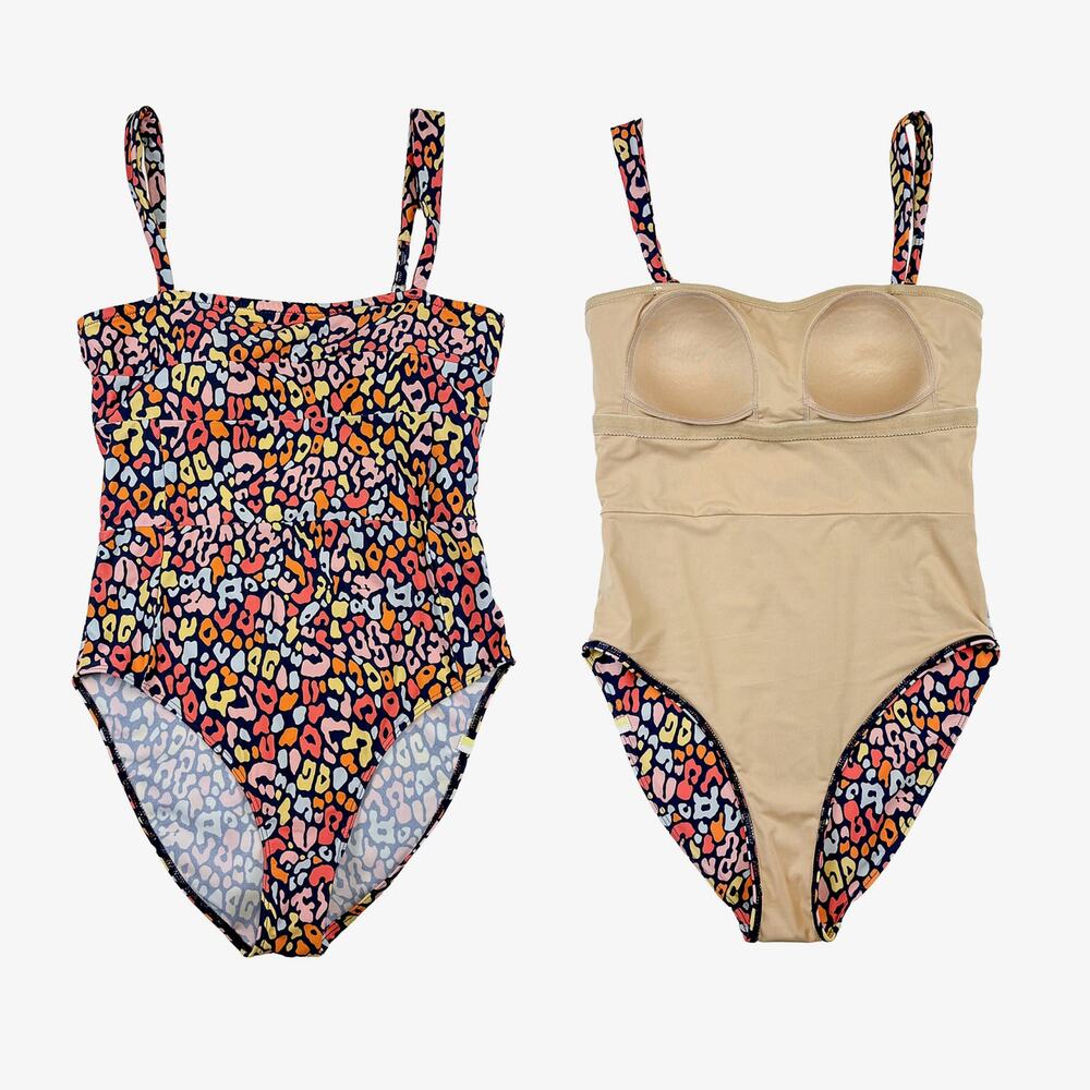summersalt Multicolor Leopard Print One-Piece Swimsuit with Nude Lining